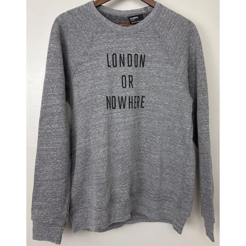 Knowlita London or Nowhere Gray Heathered Sweatshirt Pullover Women's‎ Medium